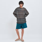 SEE-THROUGH CRAFT KNIT PULLOVER BLUE