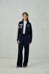 RIBBON JERSEY TRACK PANTS / NAVY