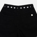ハートエンブロイダードブラックデニムショーツ code 18206