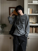 Things Waffle Boxy Hooded Long Sleeve T-shirt