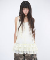 DOT CHIFFON FRILL DRESS