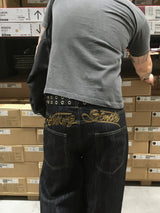 No.1737 lettering selvedge denim PT