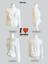Beagle accentuated shirring frill long-sleeved shirt