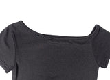 [SET] Resin Unbalanced Sleeveless One Shoulder Button Short Sleeve T-shirt