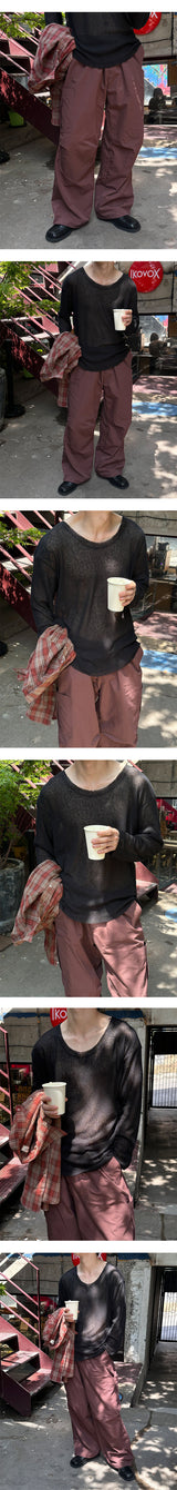[Unisex] リネンカッティングサマーニット(4color)