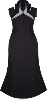 Mesh Cross Point Mermaid Dress Long (black) 