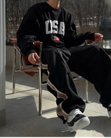 NOCELCOZY Applique USA Oversized Fit Sweatshirt 2 colors