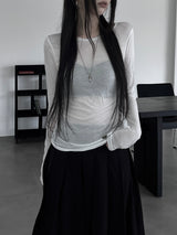 layered see-through long sleeve T (4color)