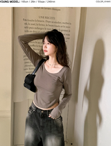 ベーシックUネックスリム長袖Tシャツ(5color)