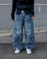Skull Dart Wide Cargo Denim Pants