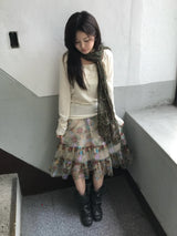 3カラー アオイ レース ヴィンテージ ロングスリーブ Tシャツ