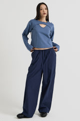 コットンレイヤード長袖Tシャツ, Navy
