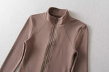 velvet line half-turtleneck zip-up slim top