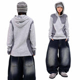 Colorblock Waffle Button Warmer Hoodie