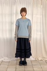 ロゴレイヤードストライプTシャツ (SKY BLUE)