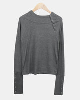 Tooin Diagonal Button Hooded T-Shirt