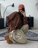 Tona Wrinkle Crop Check Shirt