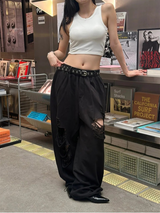 [Unisex] Destroyed banding sweat pants(2color)
