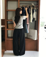 [MADE] ドット、ピンタックワイドパンツ