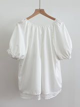 Eyelet Punching Blouse Banding Shorts Set