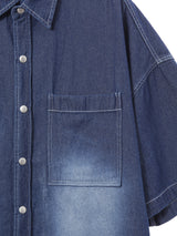 Deep ocean denim set up shirt 2C