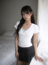 Lorin Deep V-Neck Slim Short Sleeve T-Shirt