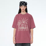 キャストドリームズノーウォーリーズピグメントハーフスリーブTシャツ コーラルピンク