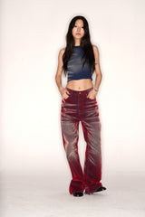 【Keshi】NEVADA WASHED FLOCKING DENIM JEANS