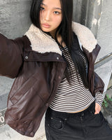 イボンヌストライプスリムフィット長袖Tシャツ