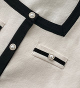 Eloa Square Color Matching Button Cardigan