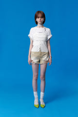 COLLECTION DAMAGE SHORT DENIM PANTS (BEIGE)