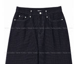 Pin stripe rivet wide denim