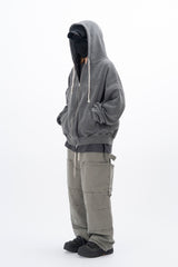 Olide Pigment Dyed Embroidery Hooded Zip-Up
