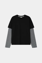 Two-tone stripe layered long sleeve