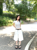 シティクラシックピンタックバミューダパンツ(White)