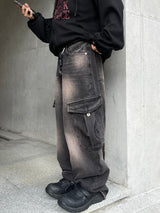 Zelda Vintage Wide Diagonal Cargo Denim