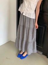 Hinari Check Tiered Banding Long Skirt