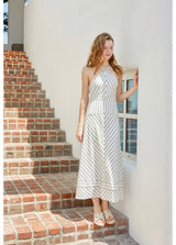 Praha Halter Dress Ivory&Green
