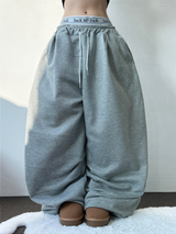 FLEECE❤TWO PINTUCK PARACHUTE LONG PANTS 🖤🤍🩶3COLOR