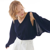 LINEN BOLERO KNIT CARDIGAN NAVY