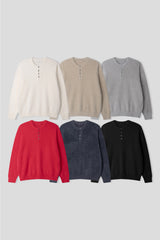 LMN Herangora 4 Button Henley Neck Knitwear (6 colors)
