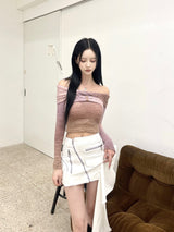 1435. Gradation ribbon off knit (2color)