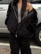 [Unisex] Fur 2way hood zip up(4color)