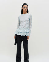 Glossy Frill Top _ SKY BLUE