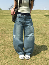 Curvy Crack Curved Denim Pants (1c)