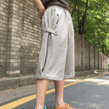 [UNISEX] カットサイドスナップカプリバミューダパンツ