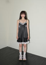 stud lace slip ops - black