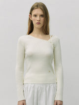 CUT OUT RIBBON KNIT IVORY