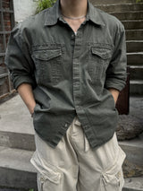 Carder dying washing cropped shirt