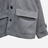 Carbon Wool Hooded Half Coat